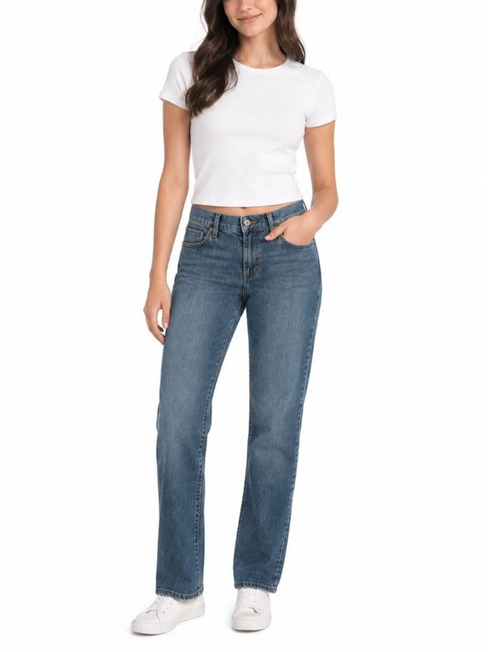 Anchor Blue Women's Size 15 Classic Straight Leg Jeans Mid Wash Stonewashed Deni
